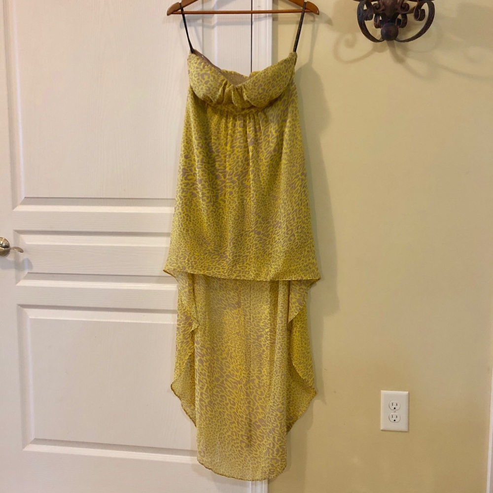Yellow Jessica Simpson Cheetah High Low L Dress